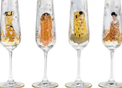 4 Sektgläser im Set, nach Gustav Klimt