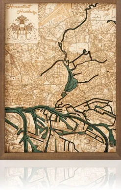 3-D Holzkarte »Hamburg«