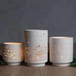 3er Teelicht-Set aus Porzellan