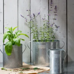 3er-Set Pflanztöpfe aus verzinktem Stahl