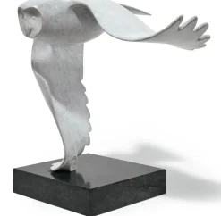 Evert den Hartog: Skulptur »Sneeuwuil - Schneeeule«, Bronze grau