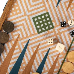 4-in-1 Retro Kombi-Spiel-Set aus Walnuss-Holz