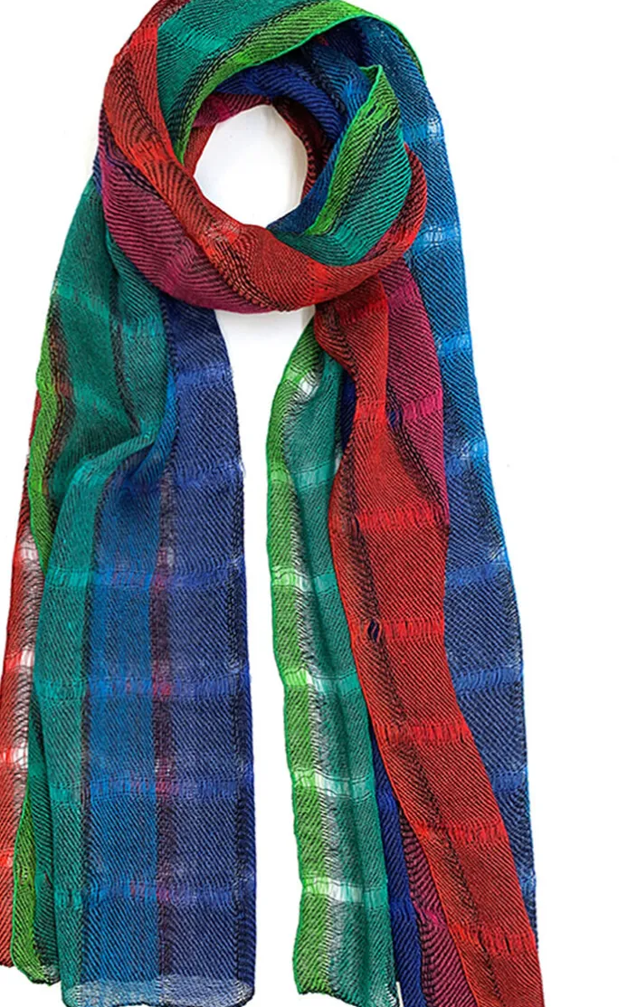 Leinenschal buntgestreift