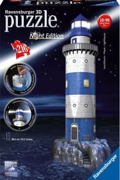 Leuchtturm bei Nacht. 3D-Puzzle 216 Teile