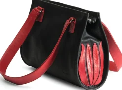 Linde Van der Poel: ​ Handtasche »Black and Red Tulip«