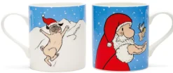 Loriot: 2 Becher mit Künstlermotiven »Weihnachtsmops« & »Weihnachtsmann« im Set