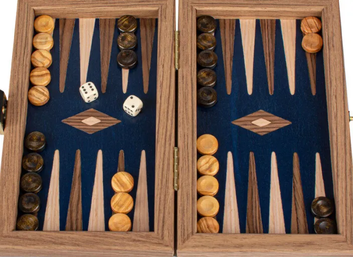 Pocket-Backgammon aus Nussbaum