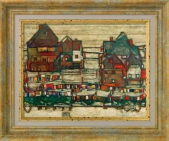 Schiele, Egon: »Häuser mit bunter Wäsche (Vorstadt II)«, 1914