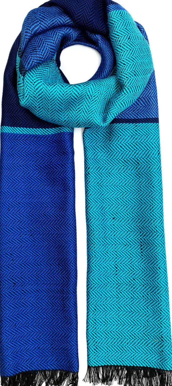 Seidenschal in Blau und Türkis