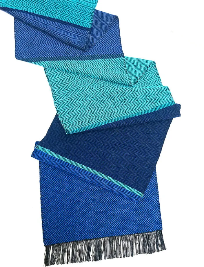 Seidenschal in Blau und Türkis