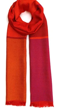 Seidenschal in Rot, Orange und Pink