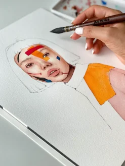 Traditioneller Aquarellpinsel mit Ethergraf®-Metallspitze