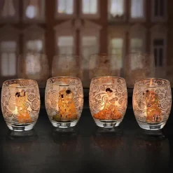 Vier Teelichtgläser nach Gustav Klimt